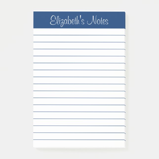 Post-it® Nom bleu marine simple et élégant Linked Personnal (Devant)