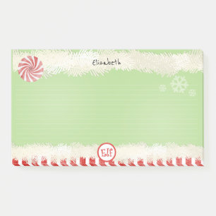 Post-it® Nom:  Christmas Elf Green Holiday Peppermenthe Amu