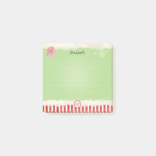 Post-it® Nom:  Christmas Elf Green Holiday Peppermenthe Amu