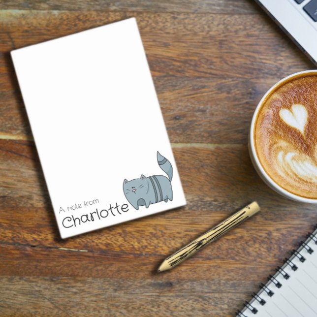 Post-it® Nom de chat de dessin animé bleu mignon (Créateur téléchargé)