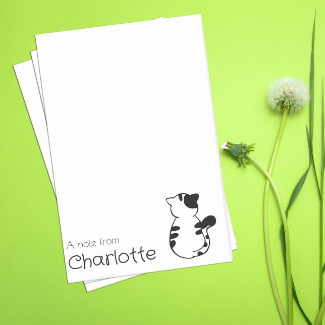 Post-it® Nom de chat de dessin animé noir blanc mignon (Créateur téléchargé)