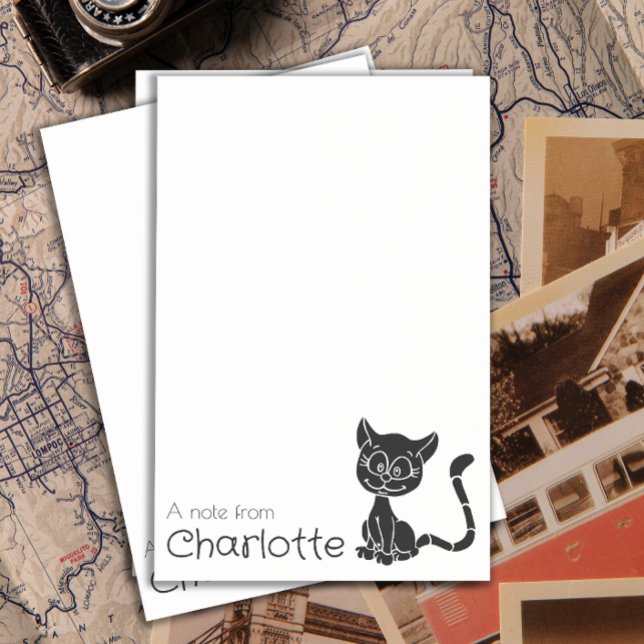 Post-it® Nom de chat de dessin animé noir mignon (Créateur téléchargé)