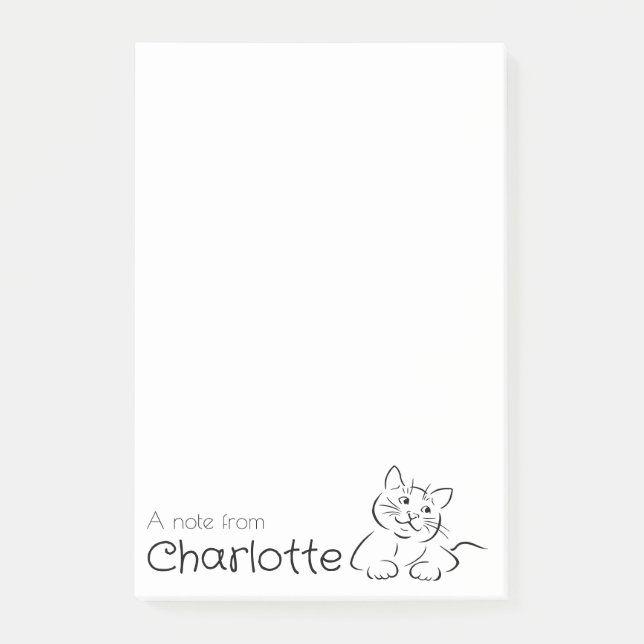 Post-it® Nom de chat de dessin animé noir mignon (Devant)