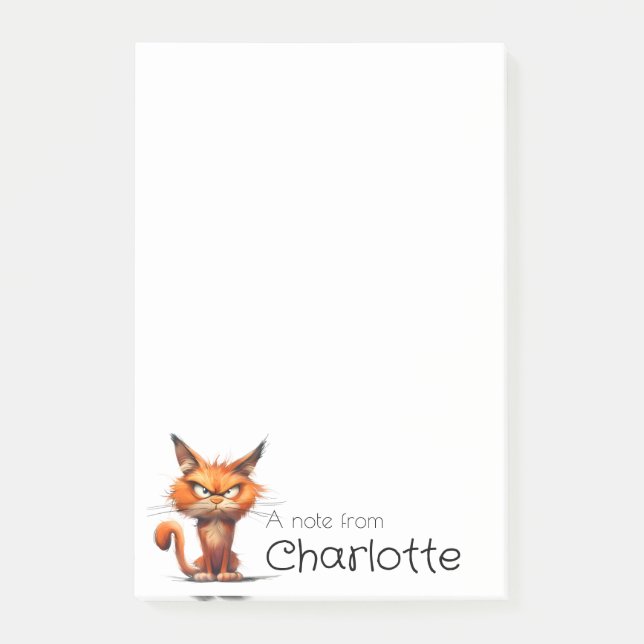 Post-it® Nom de chat de dessin animé orange mignon (Devant)