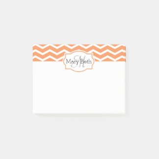 Post-it® Nom de Chevron blanc orange frais Monogramme