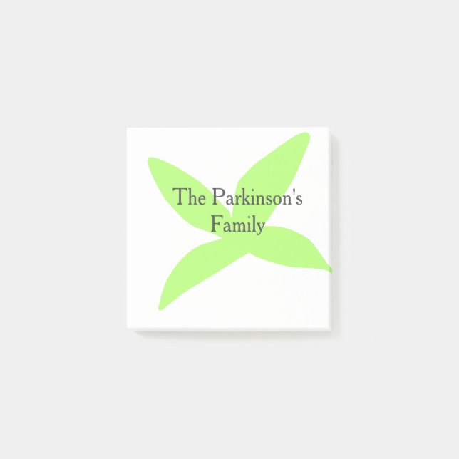 Post-it® Nom de famille pastel abstrait feuille verte rétro (Devant)