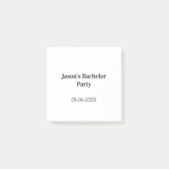 Post-it® Nom de la fête de célibataire date simple minimal  (Devant)