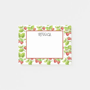 Post-it® Nom de l'aquarelle de fraise rouge