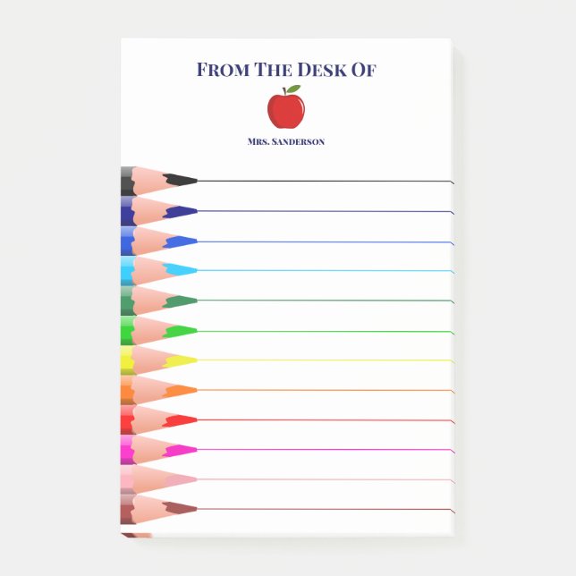 Post-it® Nom de l'enseignant de l'école Pencils Linked Post (Devant)