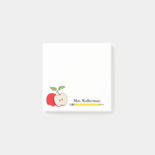 Post-it® Nom de l'enseignant Red Apple Yellow Pencil School