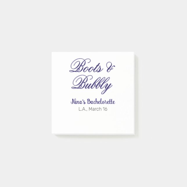 Post-it® nom de l'enterrement de vie de jeune fille Boots & (Devant)