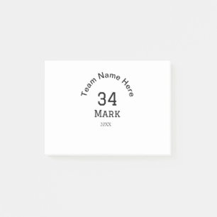 Post-it® nom de l'équipe ajouter le nom du joueur date spor