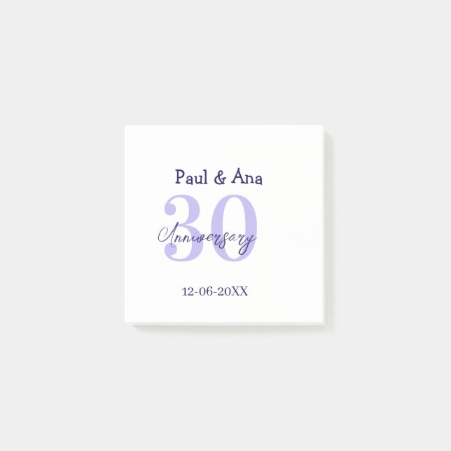 Post-it® nom de lettre gras violet 30e anniversaire simple  (Devant)