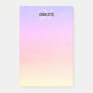 Post-it® Nom de monogramme arc-en-ciel moderne