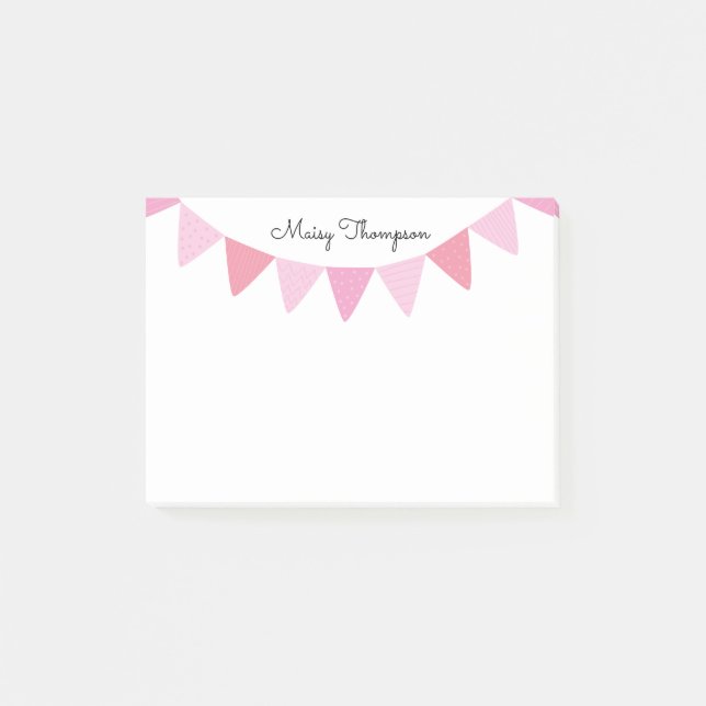 Post-it® Nom de script Bunting rose (Devant)