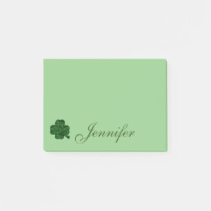 Post-it® Nom de script du Shamrock vert Lucky personnalisé