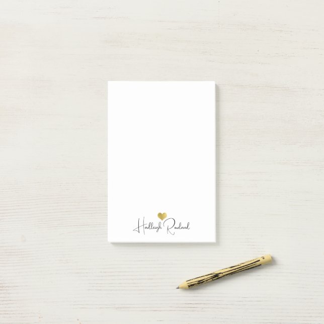 Post-it® Nom de script manuscrit monogramme moderne  (Sur un bureau)