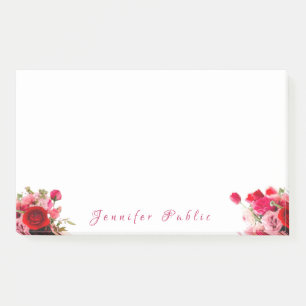 Post-it® Nom de script manuscrit Texte Aquarelle Rose Flux