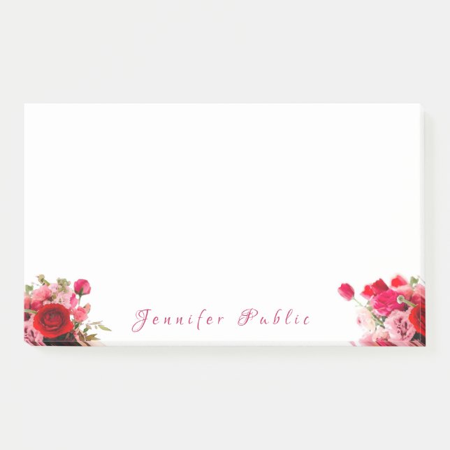 Post-it® Nom de script manuscrit Texte Aquarelle Rose Flux (Devant)