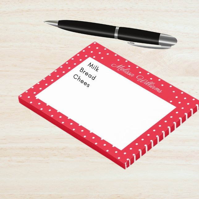 Post-it® Nom de signature Pois blanc et rouge (Signature Name White and Red Polka Dots Post-it Notes)