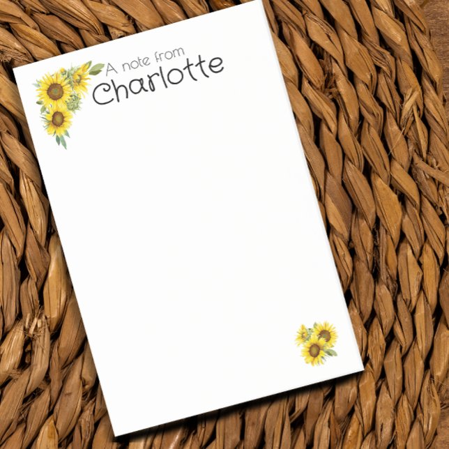 Post-it® Nom de tournesol jaune d'aquarelle (Créateur téléchargé)