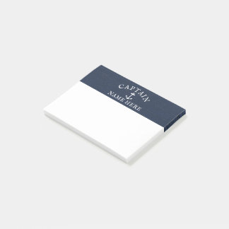 Post-it® Nom du capitaine de bateau Ancre marine bleu marin