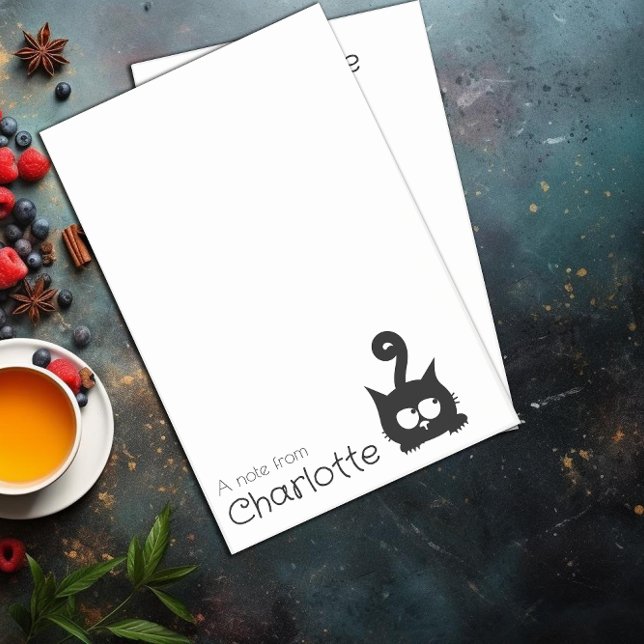 Post-it® Nom du chat de dessin animé noir mignon (Créateur téléchargé)