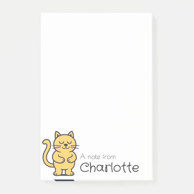 Post-it® Nom du chat de dessin animé orange mignon (Devant)