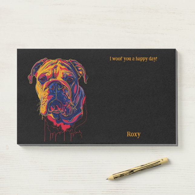 Post-it® Nom du chien d'art Abstrait Bulldog (Sur un bureau)