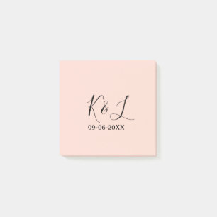 Post-it® nom du couple de mariage lettre date fond pastel r