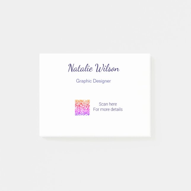 Post-it® nom du graphiste scannez le code QR détails profes (Devant)