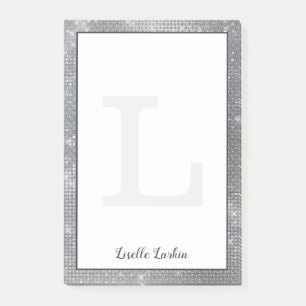 Post-it® Nom du monogramme de l'éperlan de diamants Glam S