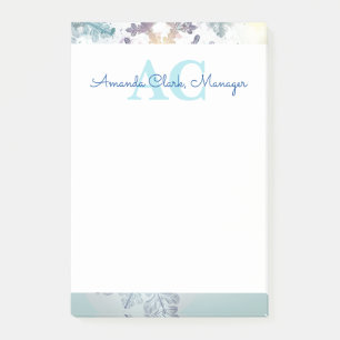 Post-it® Nom du monogramme personnalisé bleu mou