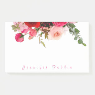 Post-it® Nom du script calqué Roses Floral Watercolor