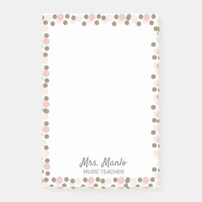 Post-it® Nom du script de l'enseignant frontalier Dots (Devant)