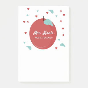 Post-it® Nom du script de l'enseignant rouge Apple