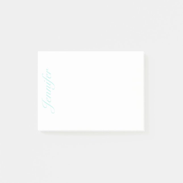 Post-it® Nom du script de Personnaliser, aucune ligne, Turq (Devant)