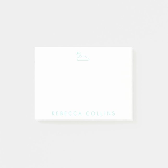 Post-it® Nom du script de Personnaliser, Cygne, Turquoise l (Devant)