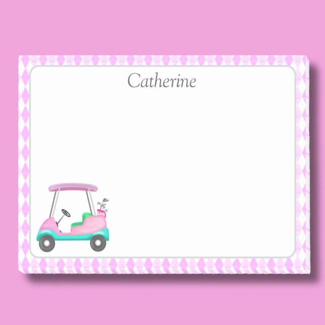 Post-it® Nom élégant de voiturette de golf rose (Créateur téléchargé)