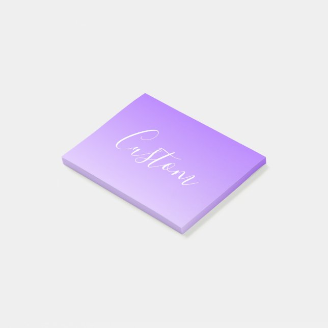Post-it® Nom en écriture cursive & ombre légère violet clai (Incliné)
