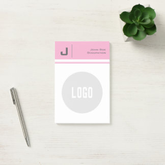 Post-it® Nom et logo personnalisés Nettoyer le rose minimal