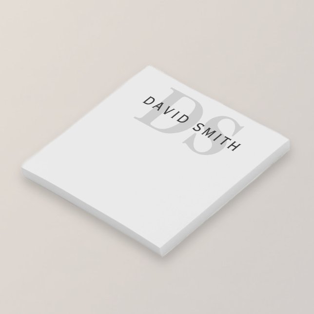 Post-it® Nom et monogramme modernes | Gris et noir modifiab (Créateur téléchargé)