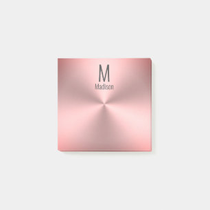 Post-it® Nom et monogramme modernes sur le look métallique
