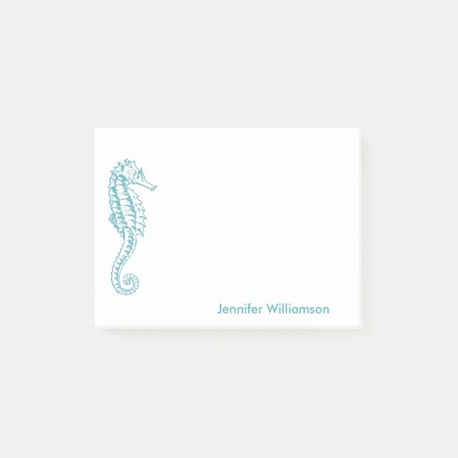 Post-it® Nom fait sur commande bleu turquoise de plage (Devant)