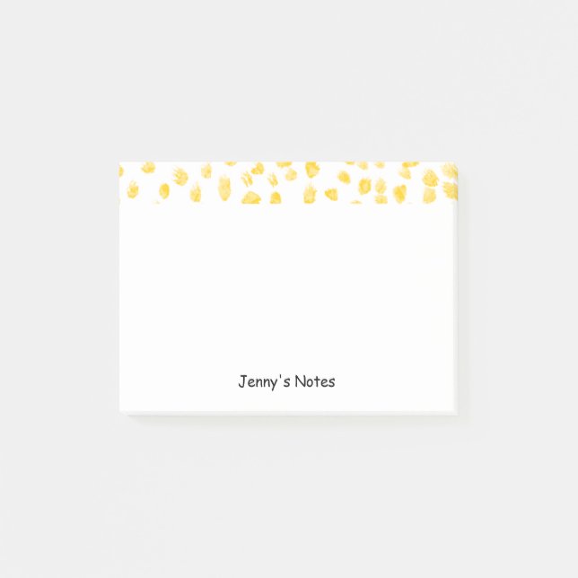 Post-it® Nom fait sur commande chic d'or de motif de points (Devant)