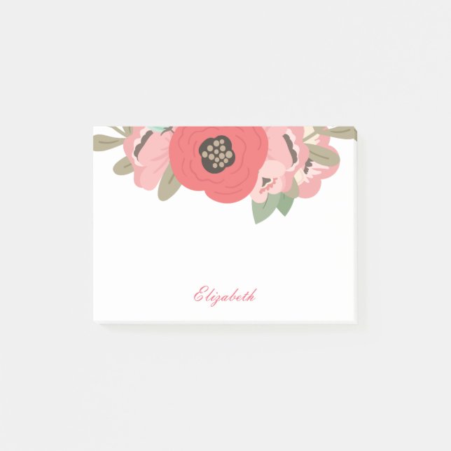 Post-it® Nom fait sur commande floral de ressort (Devant)