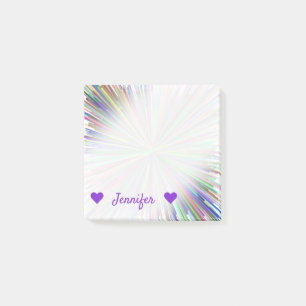 Post-it® Nom fait sur commande + Ligne multicolore motif