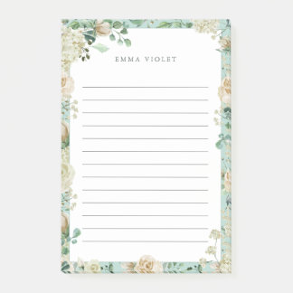 Post-it® Nom floral d'aquarelle vintage en bon état et