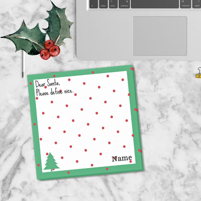 Post-it® Nom, Funny Dear Santa Red Polka Dots (Créateur téléchargé)