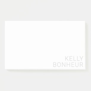 Post-it® Nom gris clair moderne en blanc